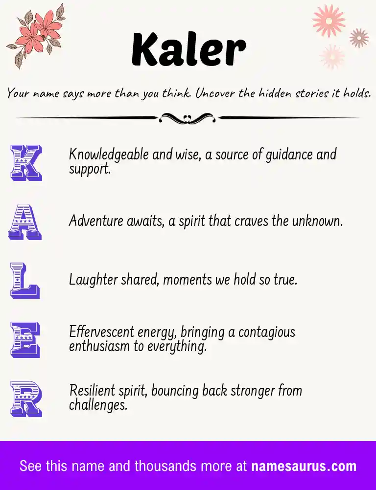 Acrostic poem about Kaler.