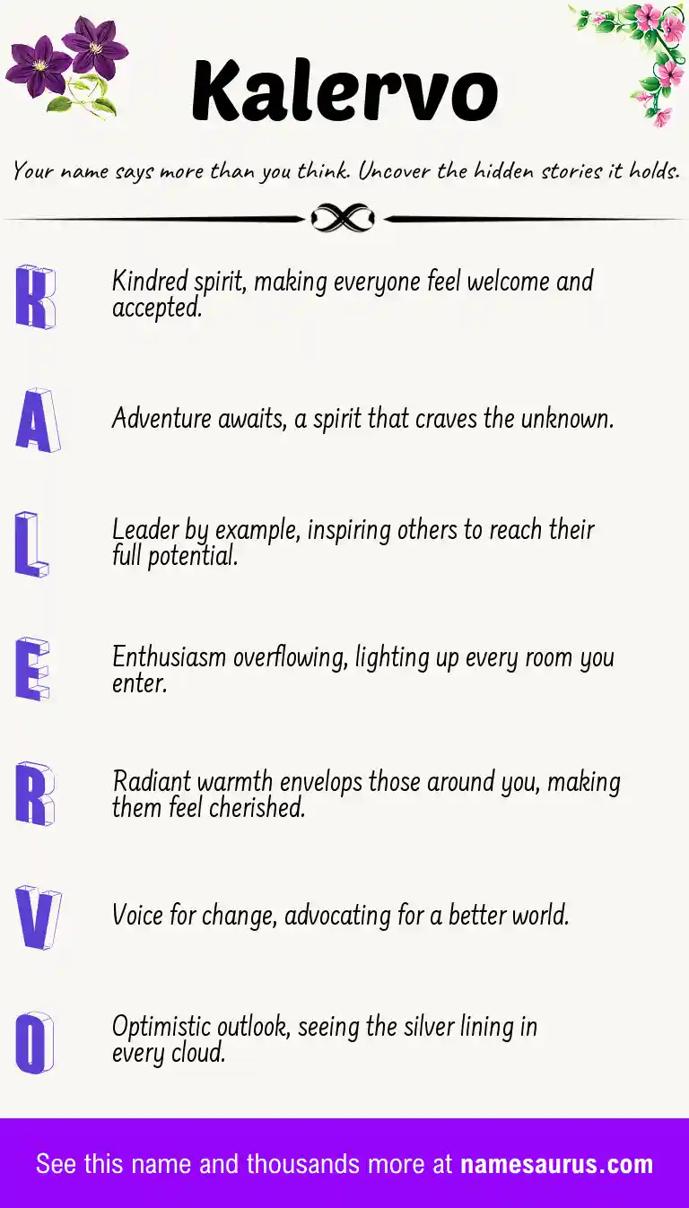 Acrostic poem about Kalervo.