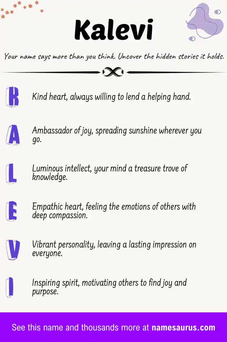Acrostic poem about Kalevi.
