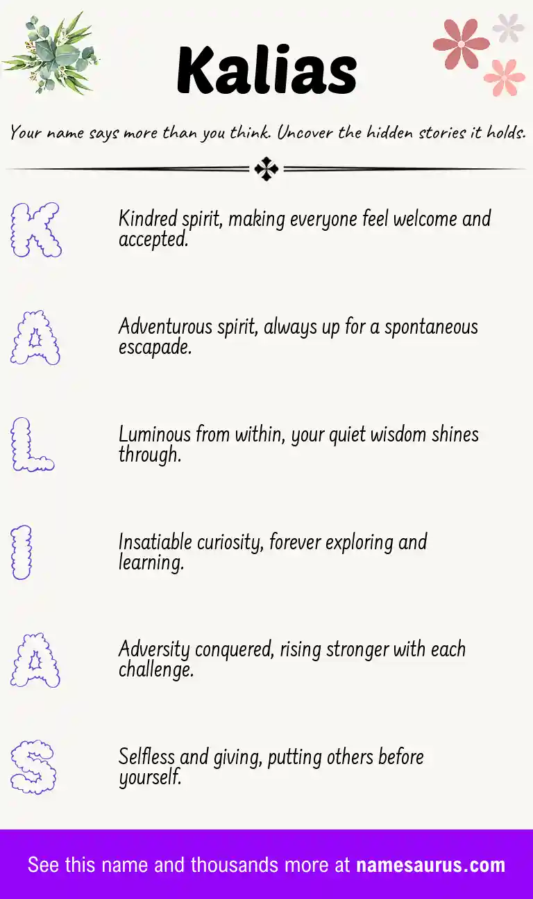 Acrostic poem about Kalias.
