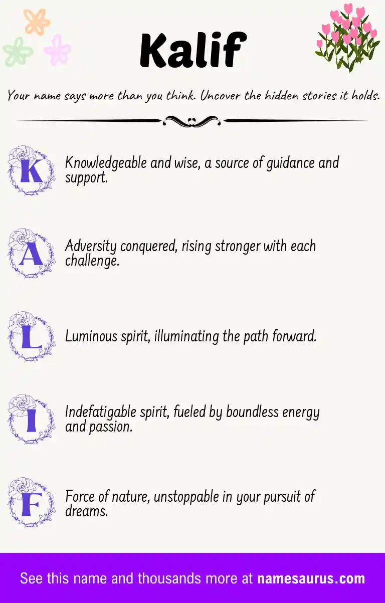 Acrostic poem about Kalif.