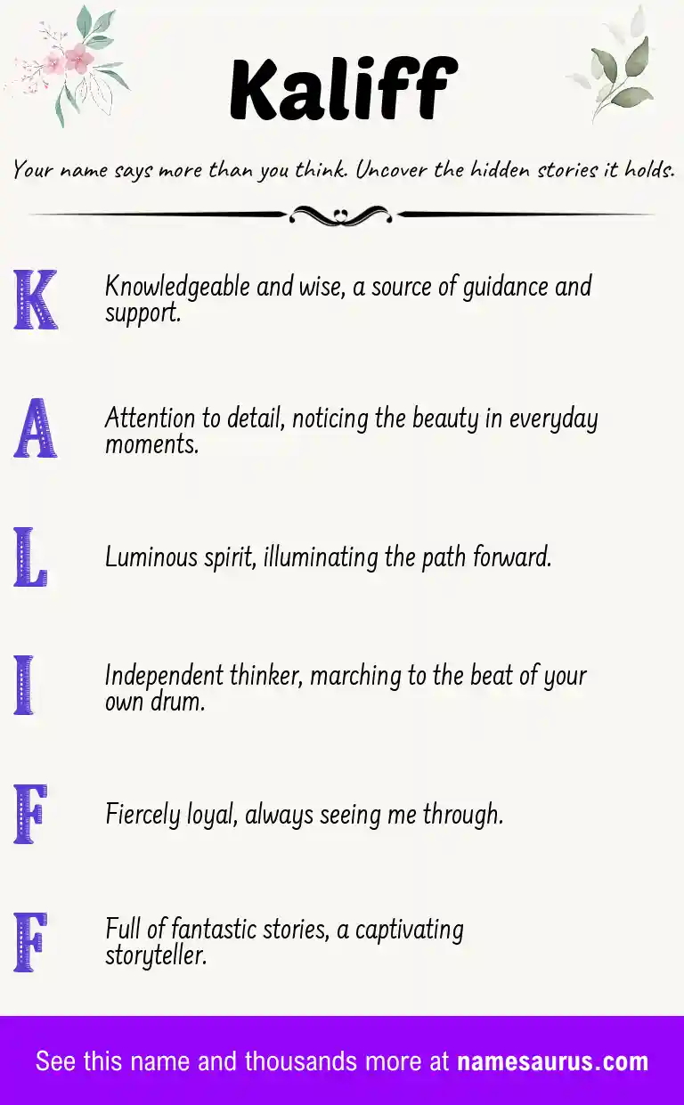 Acrostic poem about Kaliff.