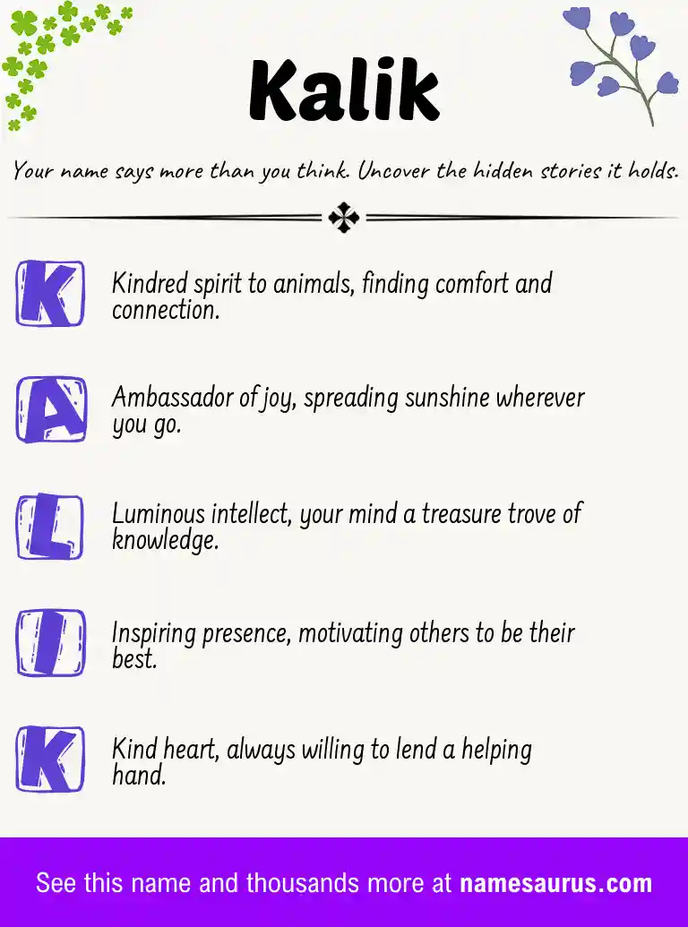 Acrostic poem about Kalik.