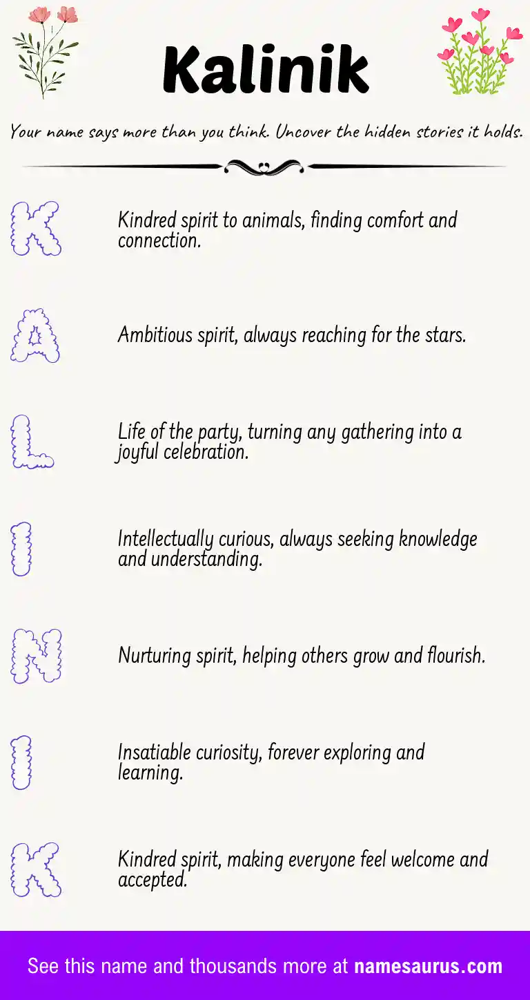 Acrostic poem about Kalinik.