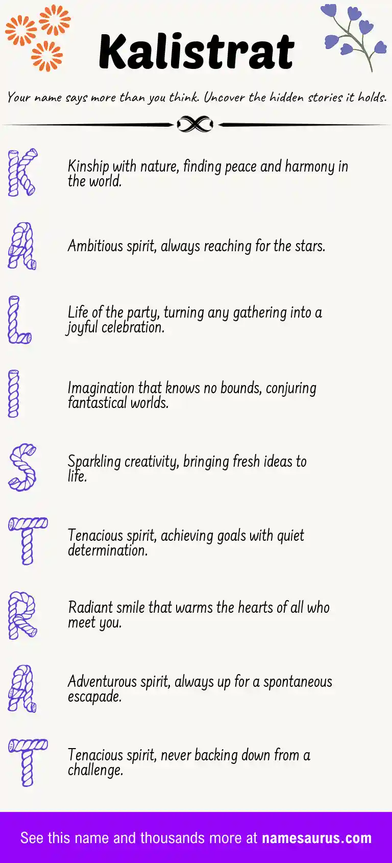 Acrostic poem about Kalistrat.