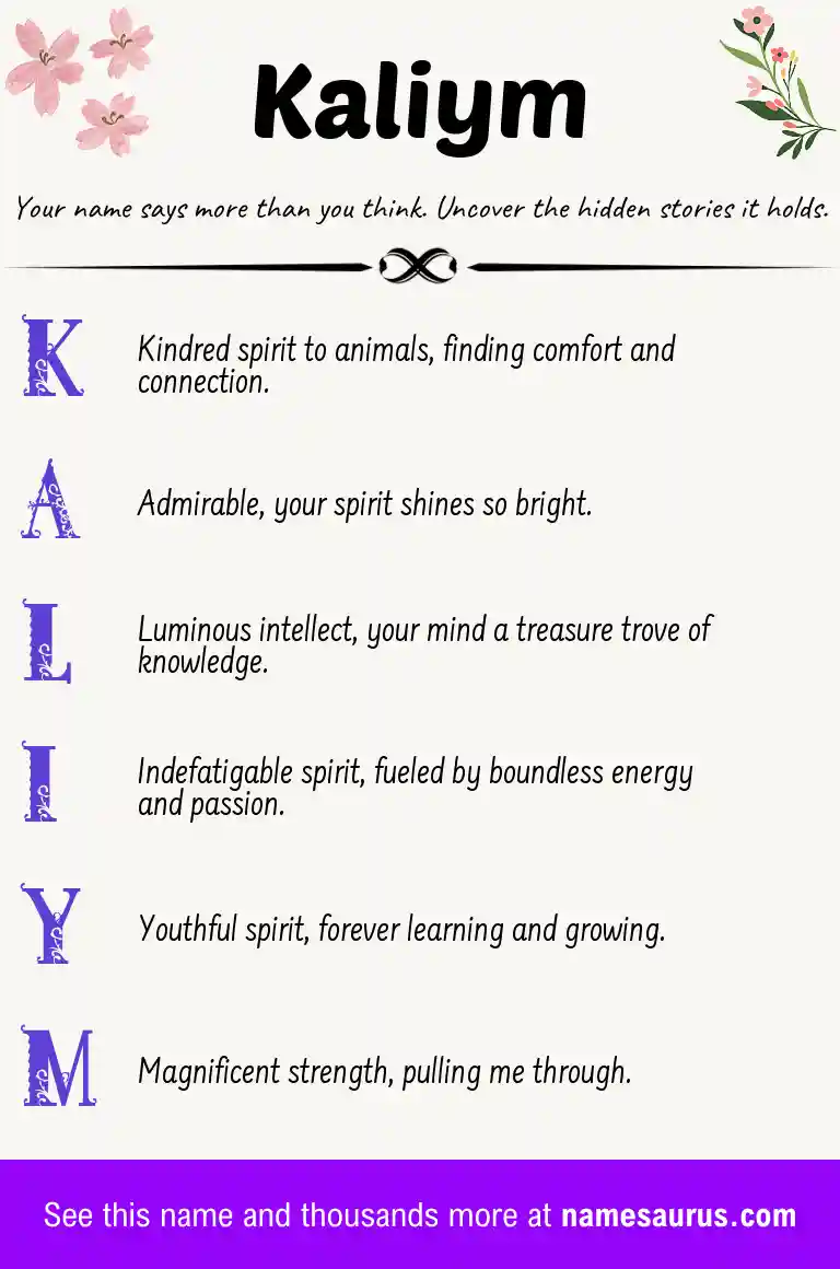 Acrostic poem about Kaliym.