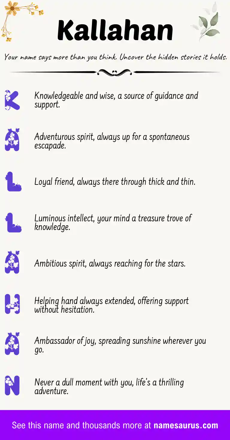 Acrostic poem about Kallahan.