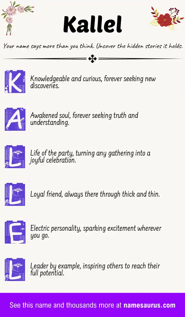 Acrostic poem about Kallel.