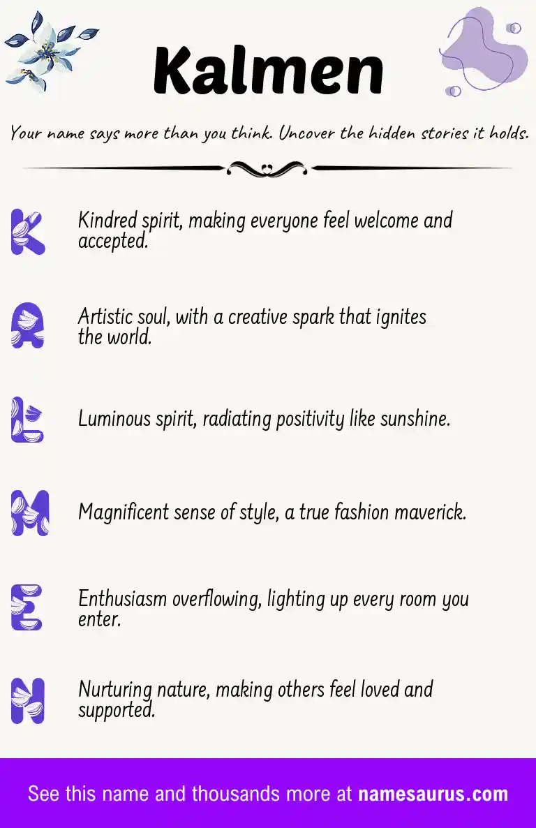 Acrostic poem about Kalmen.