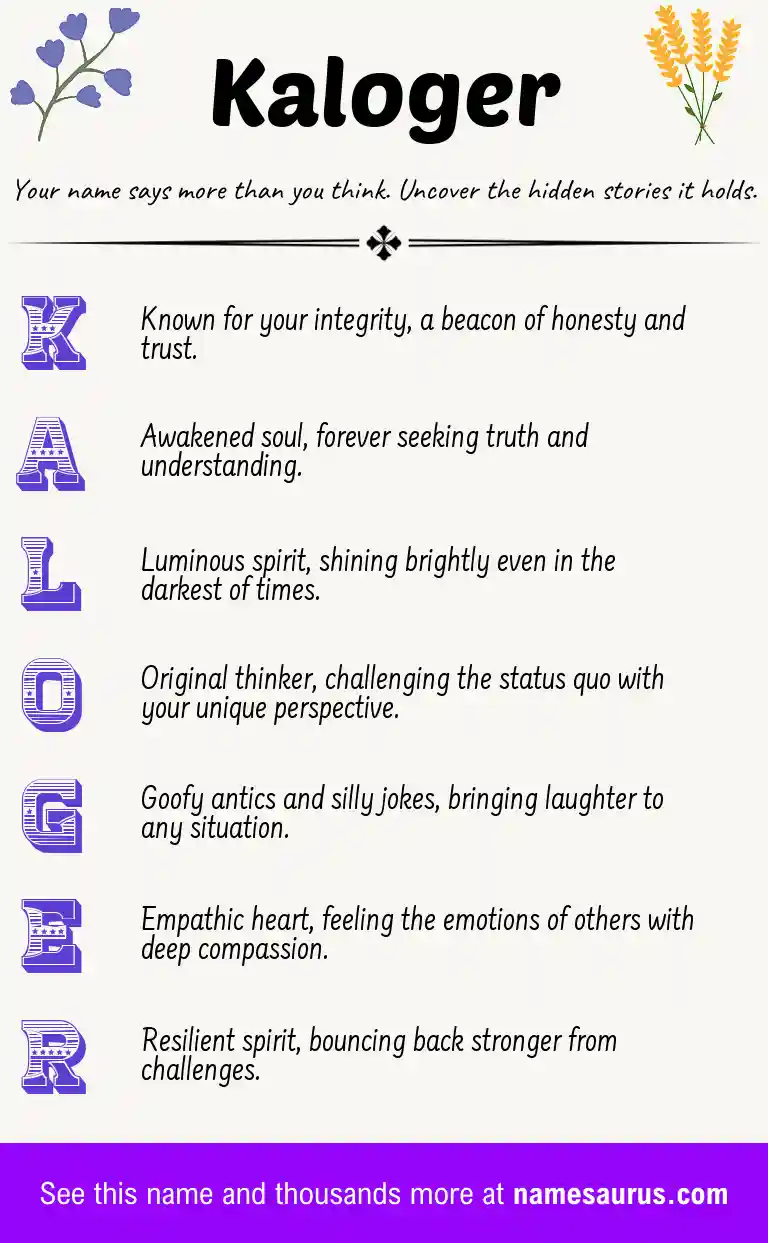Acrostic poem about Kaloger.