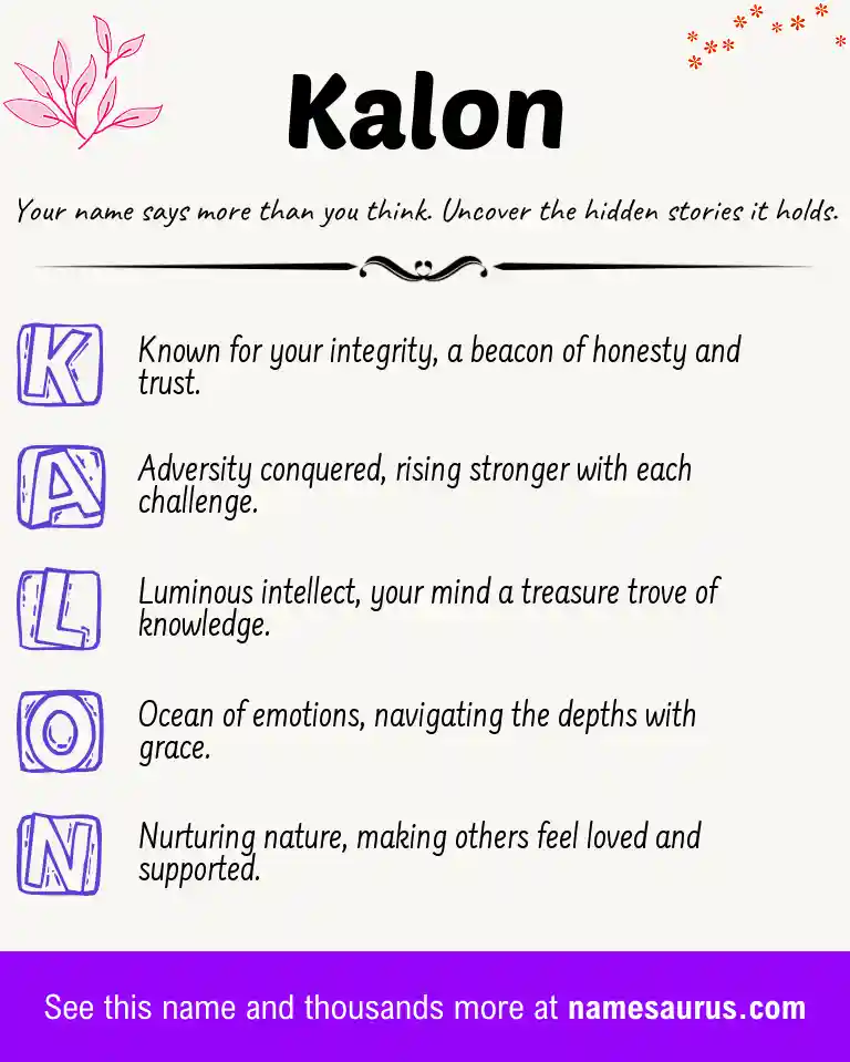 Acrostic poem about Kalon.