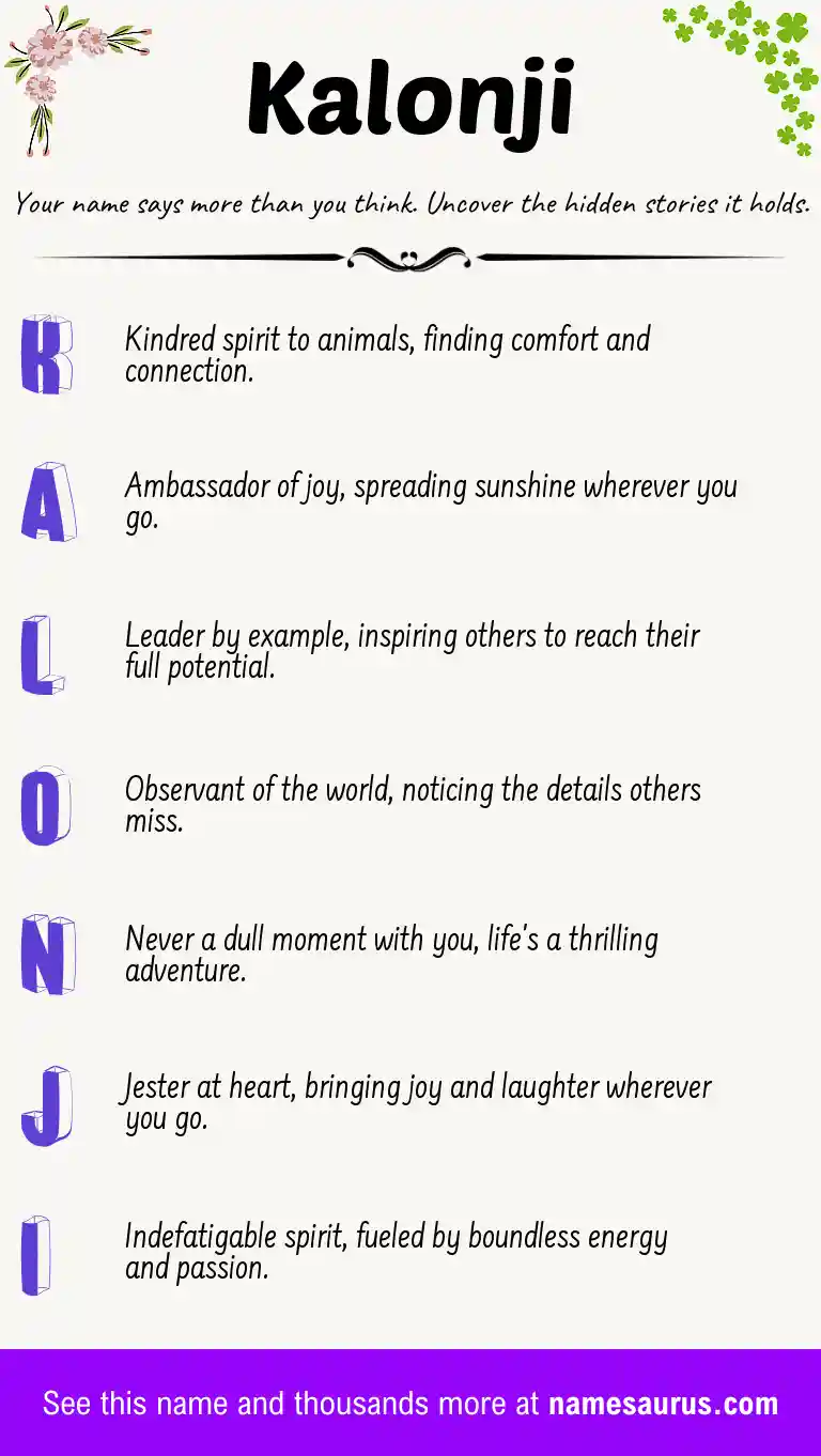 Acrostic poem about Kalonji.