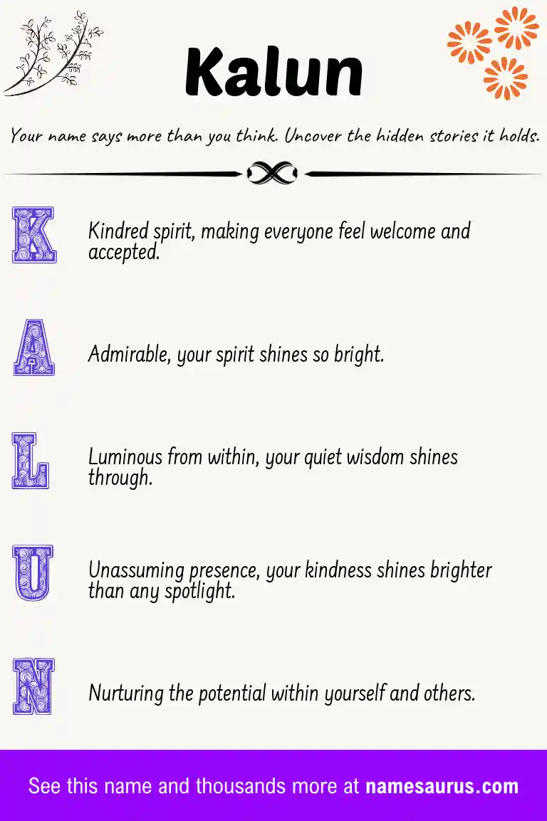 Acrostic poem about Kalun.