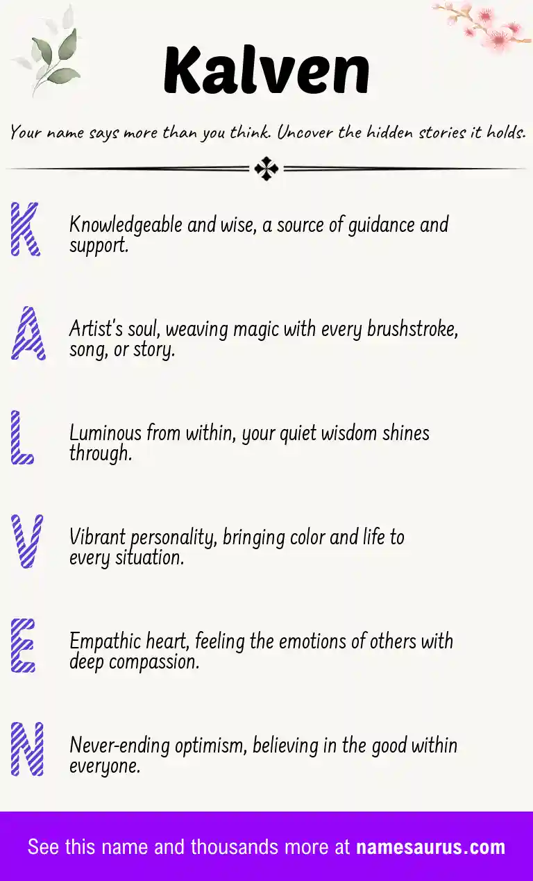 Acrostic poem about Kalven.