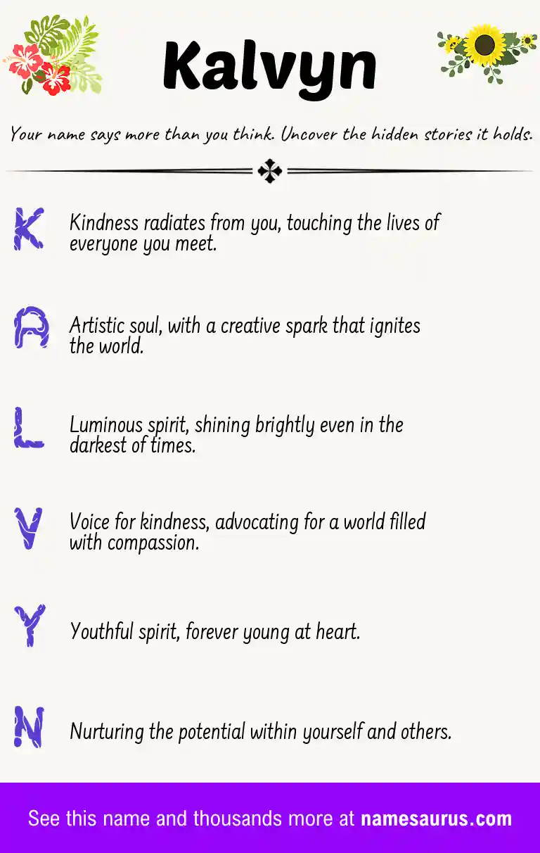 Acrostic poem about Kalvyn.
