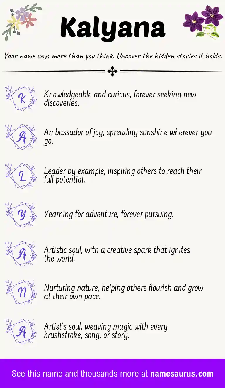 Acrostic poem about Kalyana.