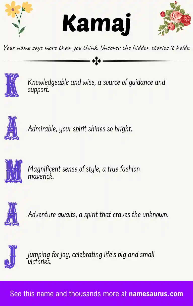 Acrostic poem about Kamaj.