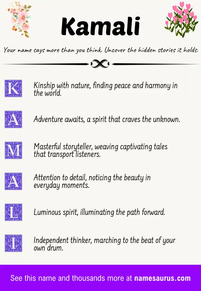 Acrostic poem about Kamali.