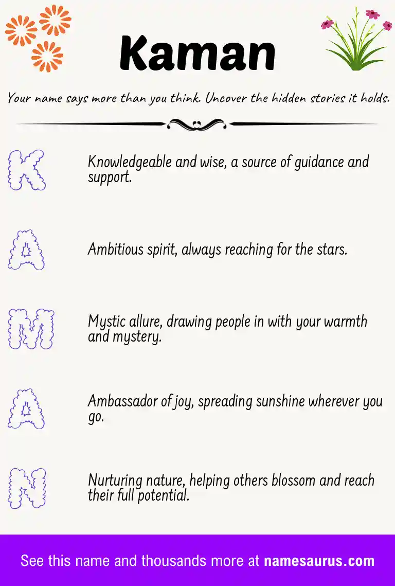 Acrostic poem about Kaman.
