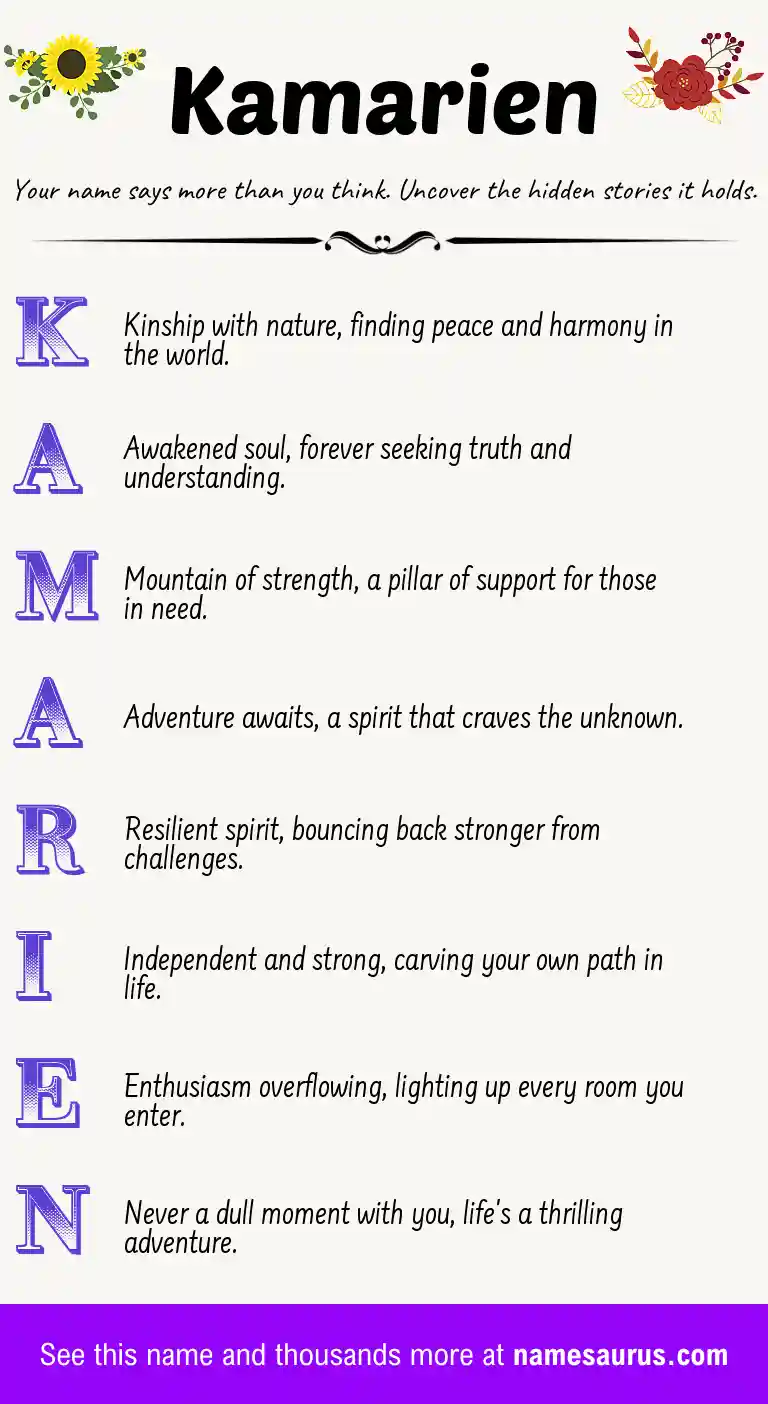 Acrostic poem about Kamarien.