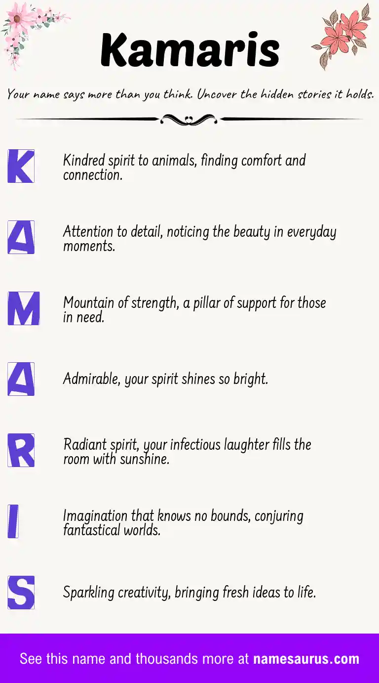 Acrostic poem about Kamaris.
