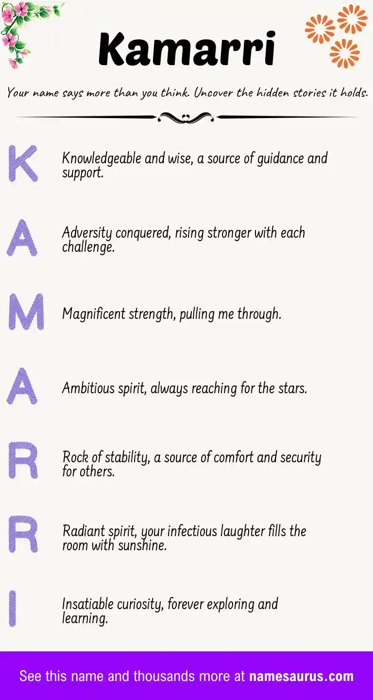 Acrostic poem about Kamarri.