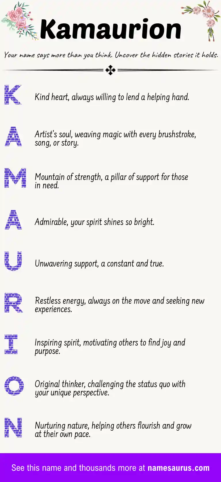 Acrostic poem about Kamaurion.