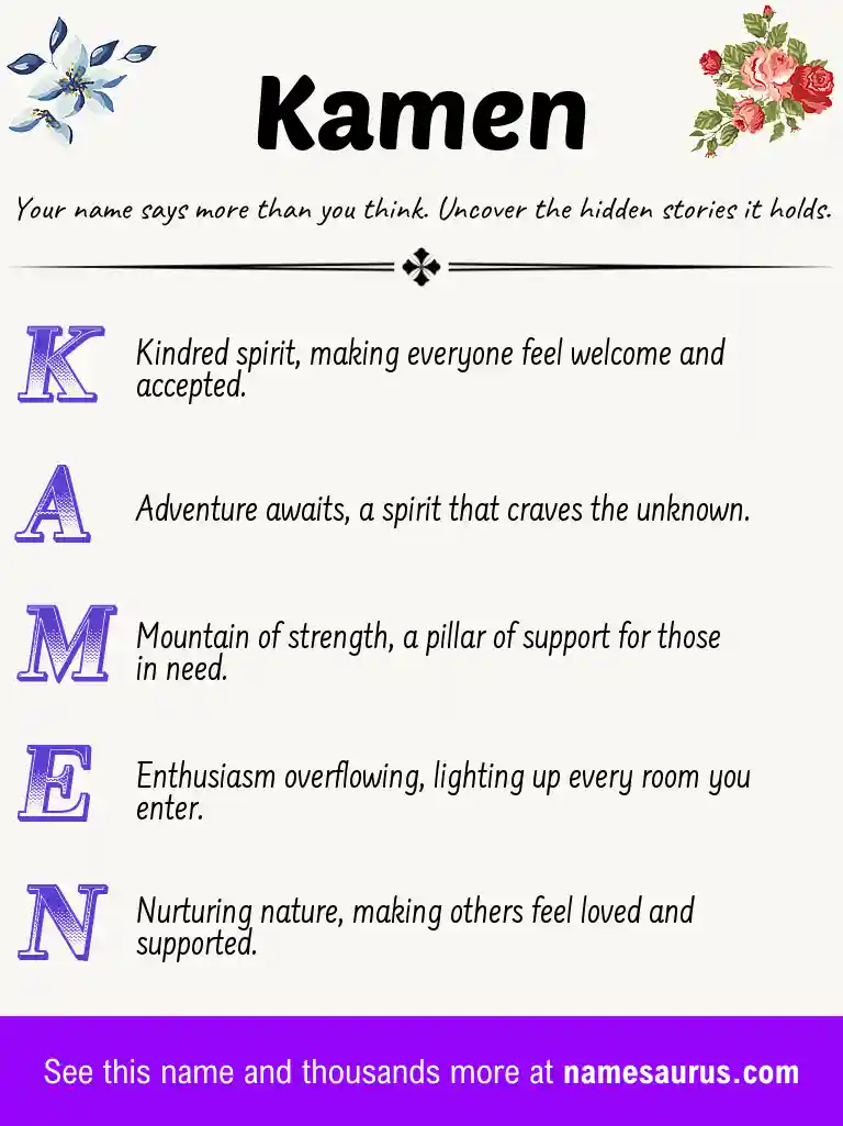 Acrostic poem about Kamen.