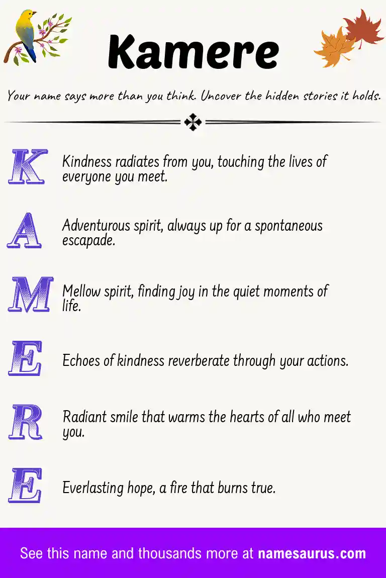Acrostic poem about Kamere.