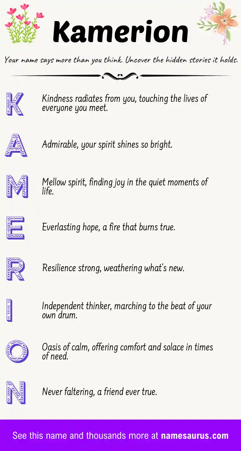 Acrostic poem about Kamerion.