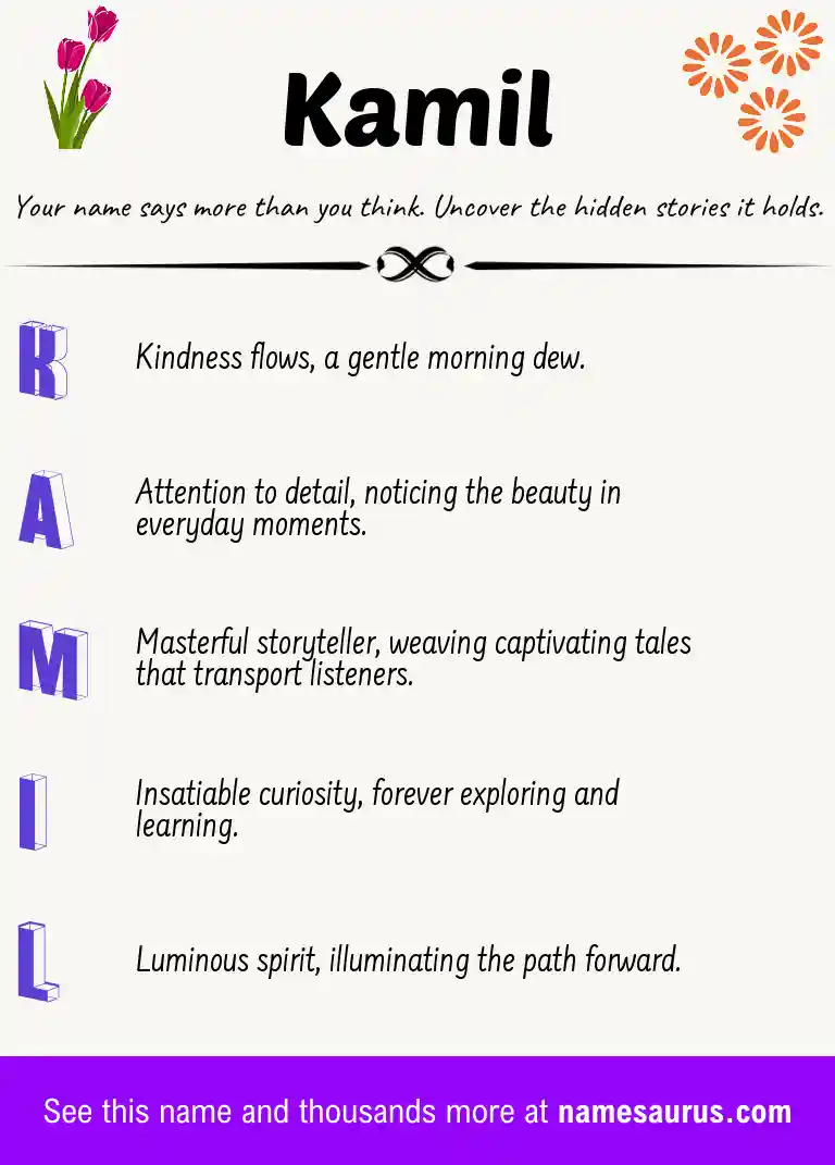 Acrostic poem about Kamil.