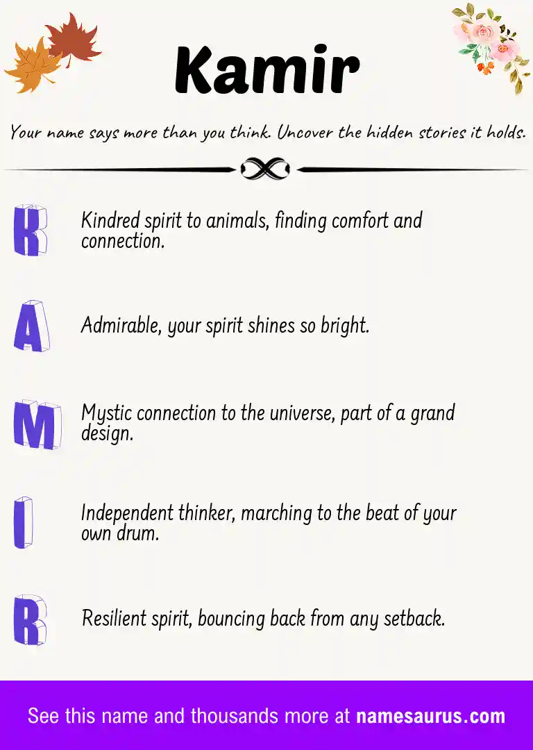 Acrostic poem about Kamir.