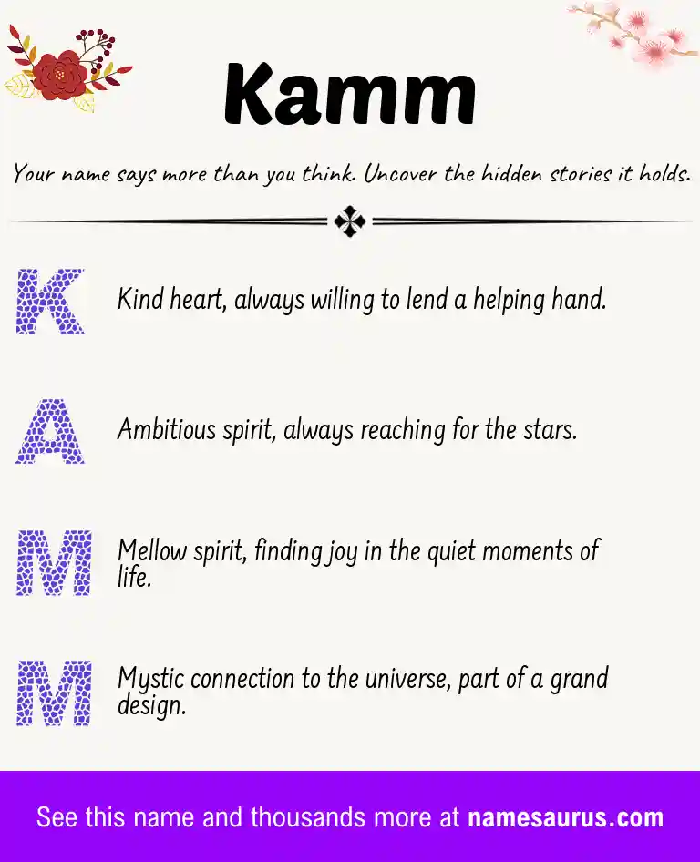 Acrostic poem about Kamm.