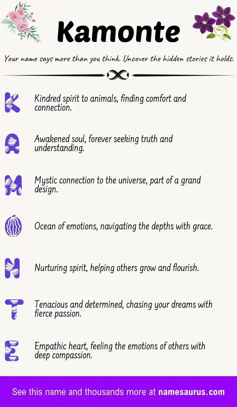 Acrostic poem about Kamonte.