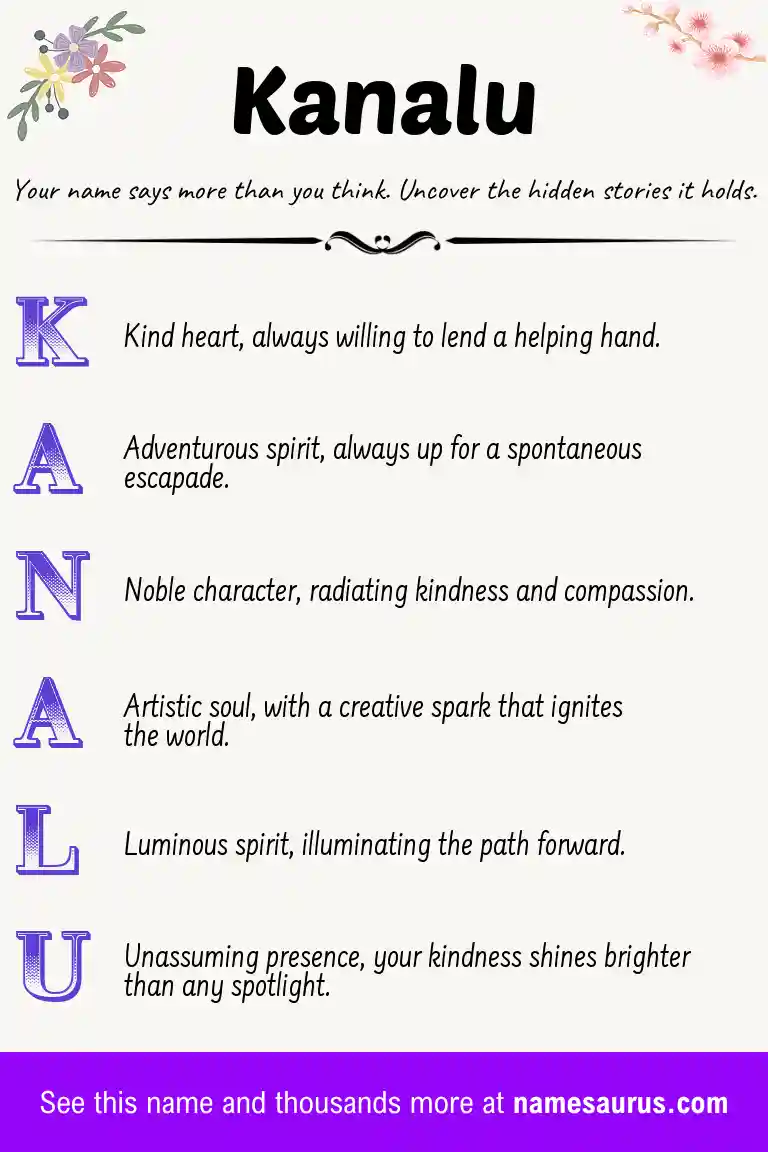 Acrostic poem about Kanalu.