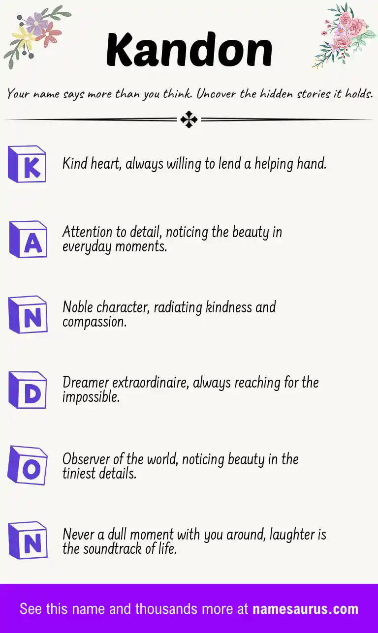 Acrostic poem about Kandon.