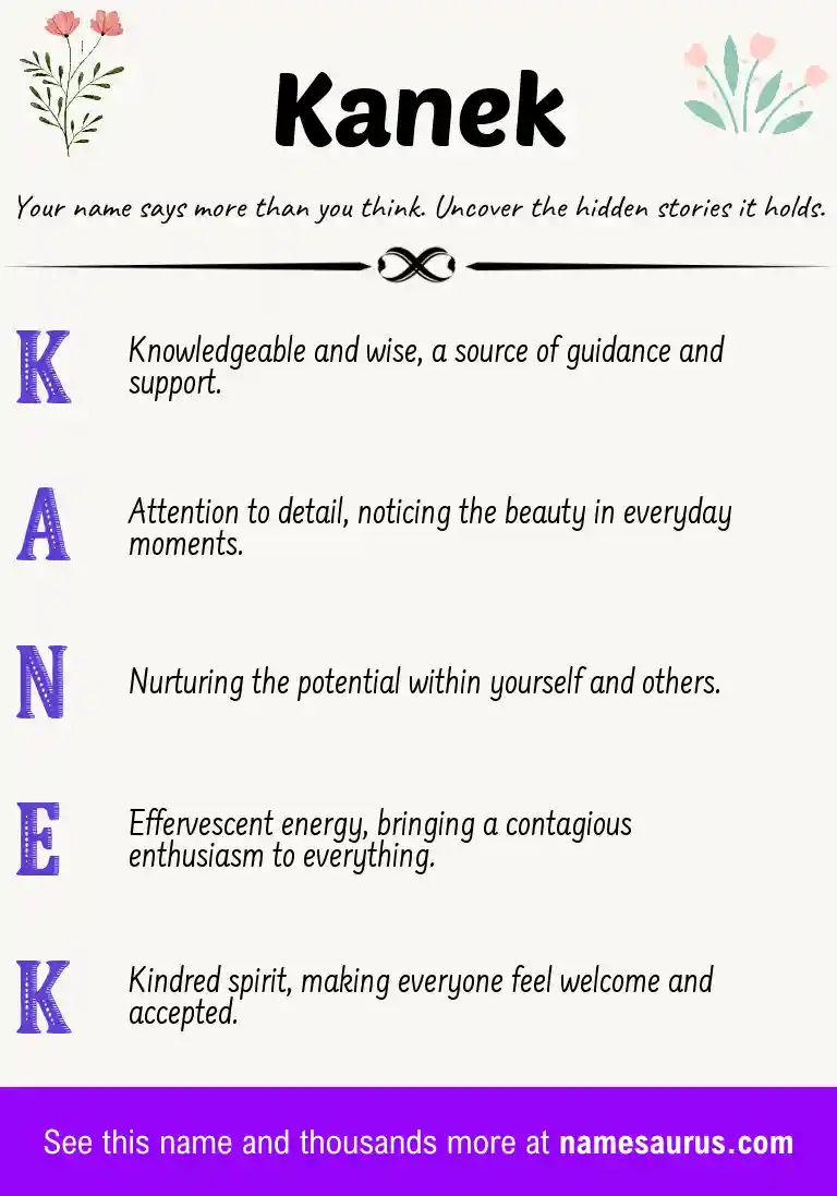 Acrostic poem about Kanek.