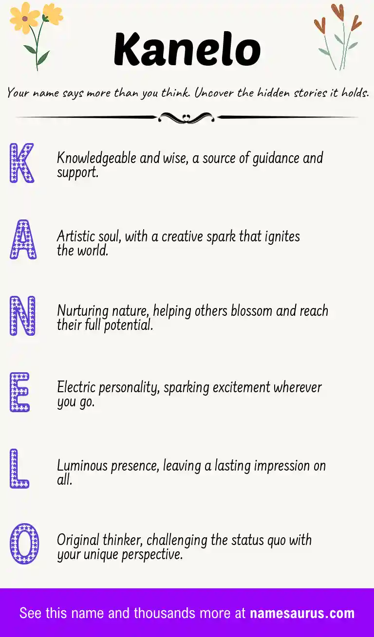 Acrostic poem about Kanelo.