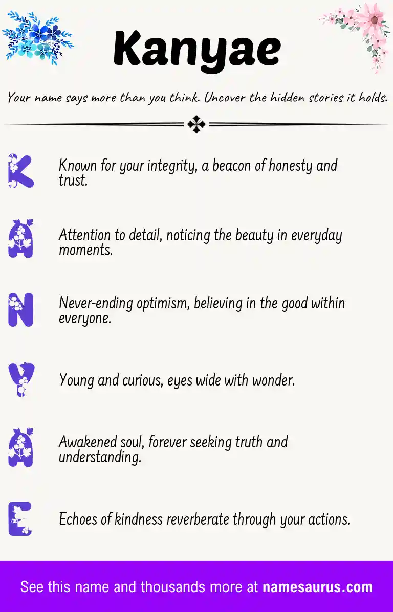 Acrostic poem about Kanyae.