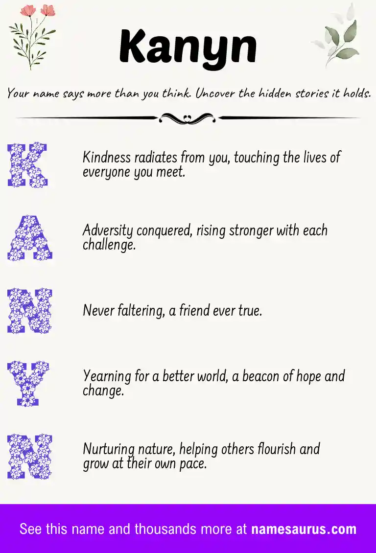 Acrostic poem about Kanyn.