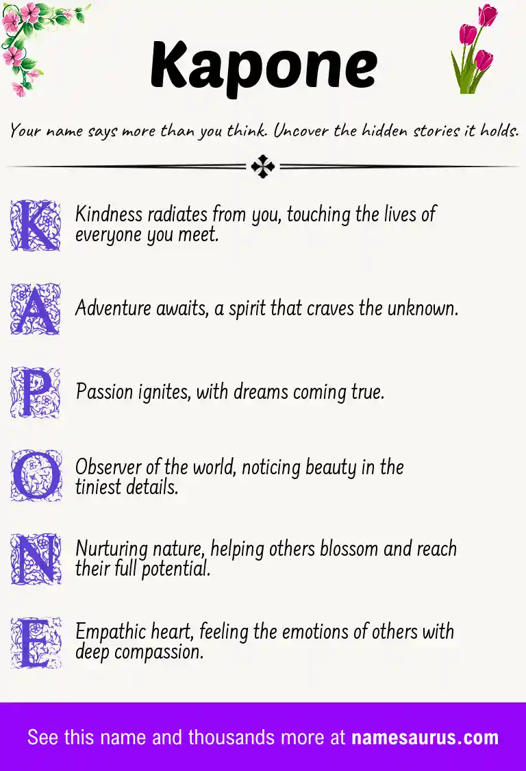 Acrostic poem about Kapone.