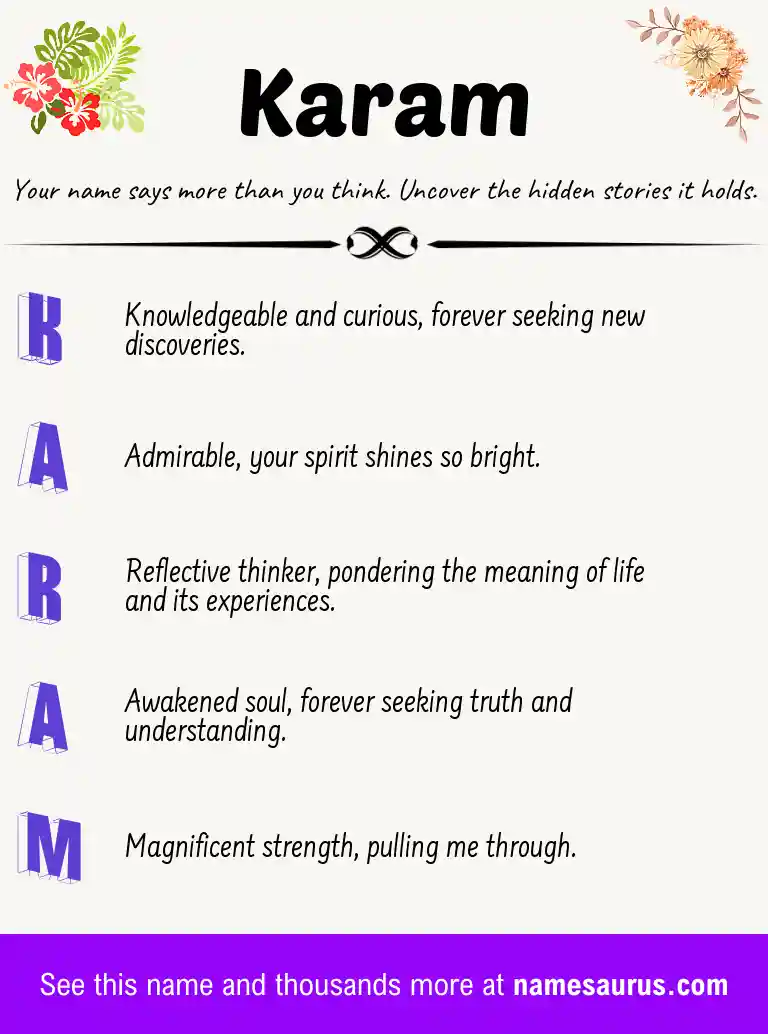Acrostic poem about Karam.
