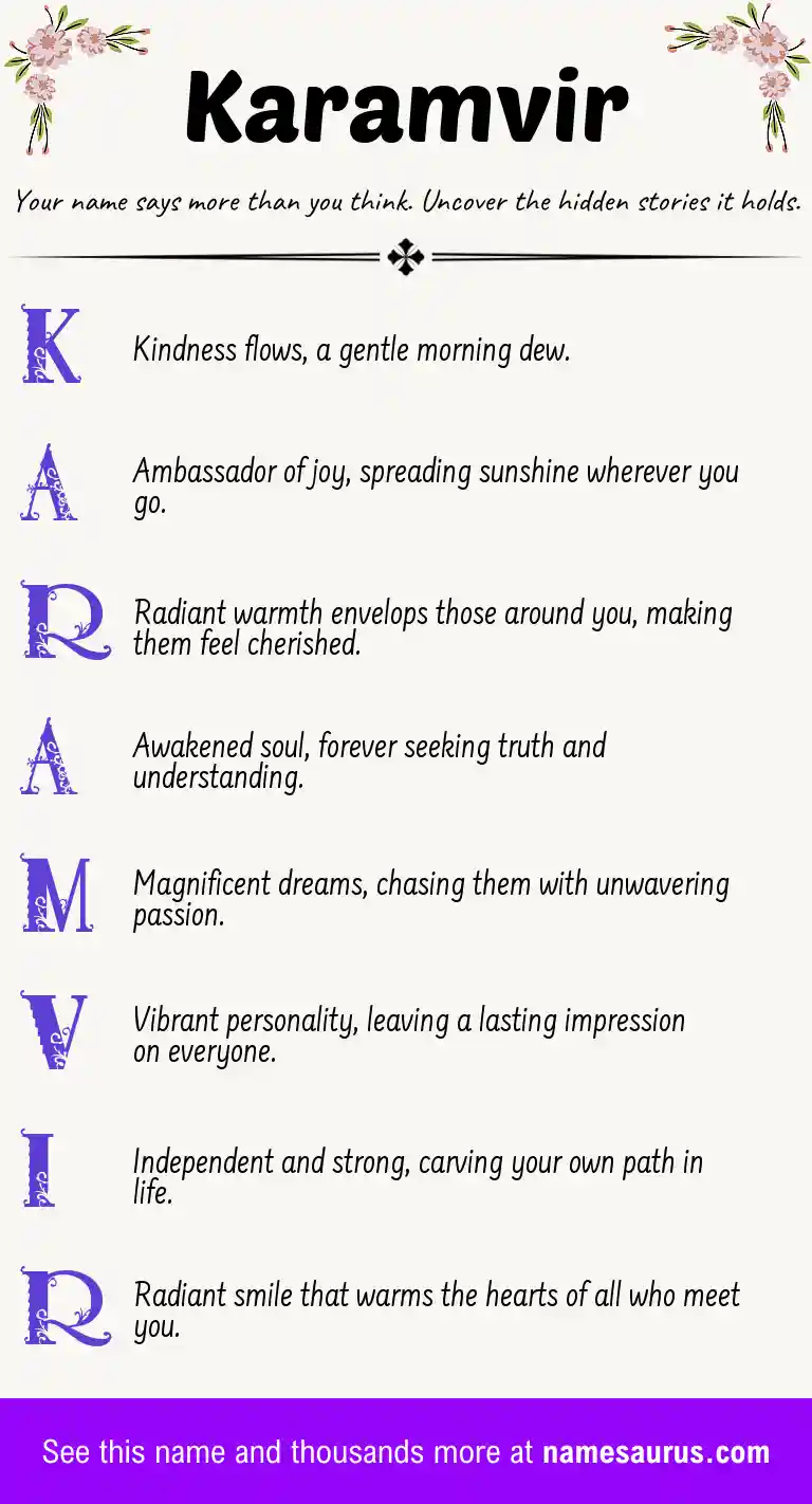 Acrostic poem about Karamvir.