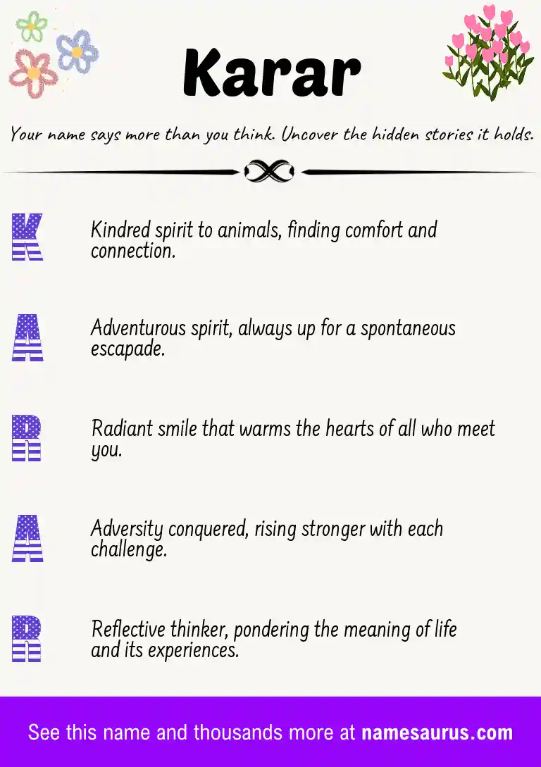 Acrostic poem about Karar.