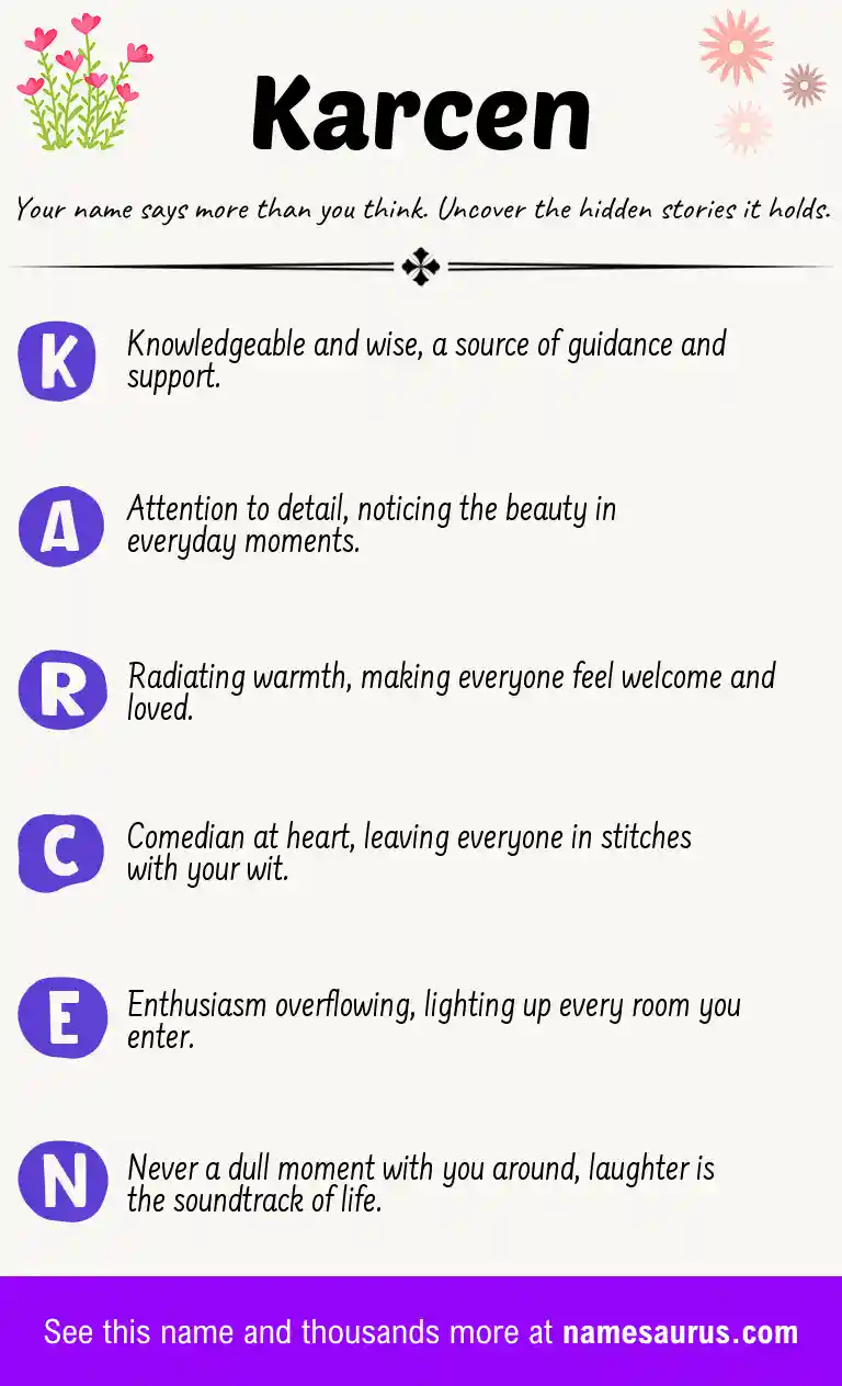 Acrostic poem about Karcen.
