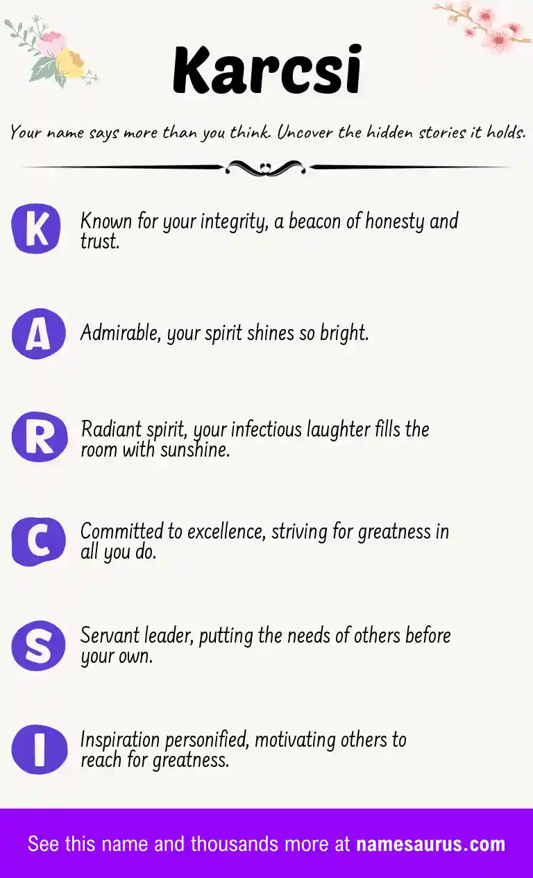 Acrostic poem about Karcsi.
