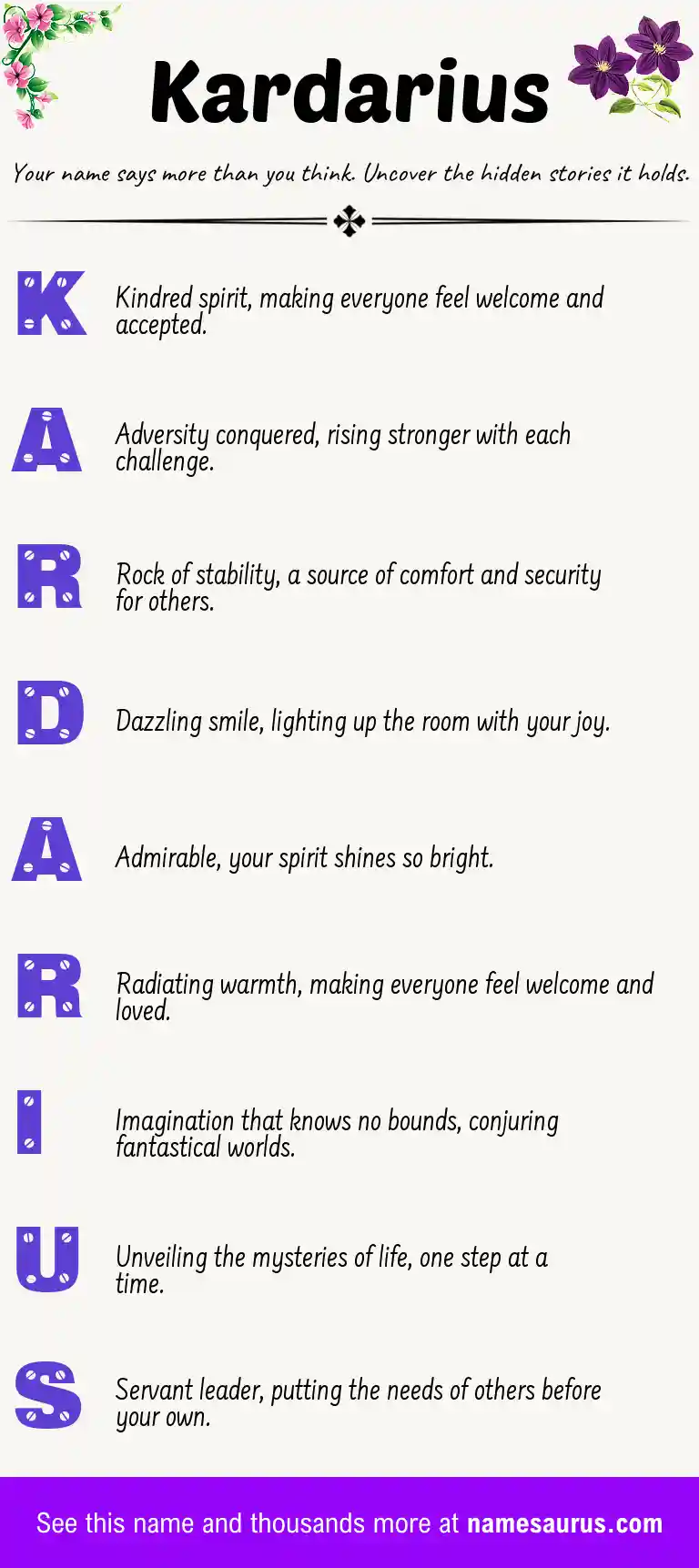 Acrostic poem about Kardarius.