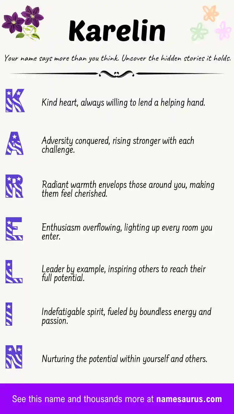 Acrostic poem about Karelin.