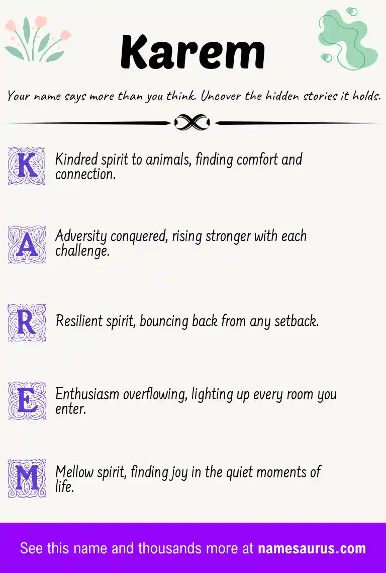 Acrostic poem about Karem.