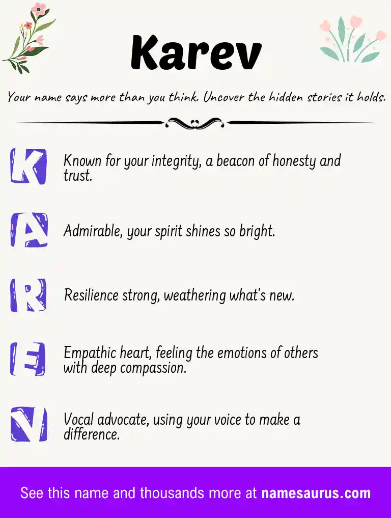 Acrostic poem about Karev.